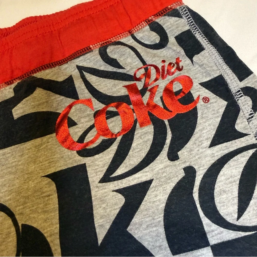 Coca-Cola Diet Coke Women's XL Sleep Shorts Gray Red Logo Drawstring Ruffle